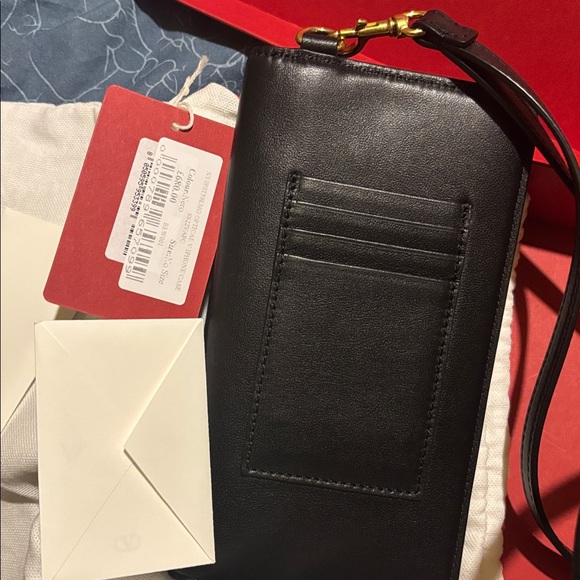 Valentino Garavani Black Clutch with Gold Logo